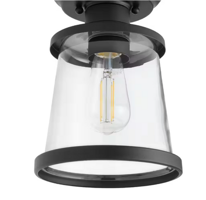 Hampton Bay Rigby 9.6 in. 1-Light Matte Black Round Flush Mount, Farmhouse Ceiling Light