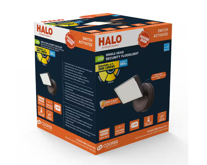 HALO TGS 120-Watt 90° Bronze Outdoor Integrated LED Flood Light