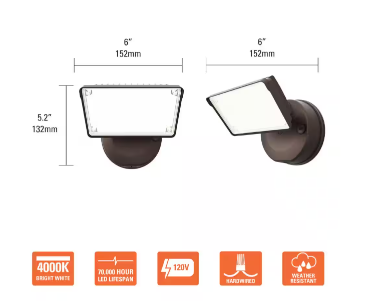 HALO TGS 120-Watt 90° Bronze Outdoor Integrated LED Flood Light