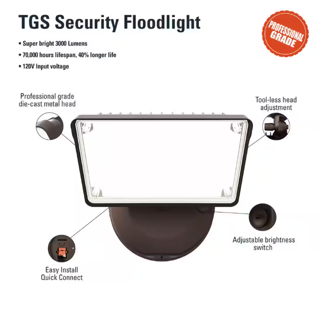 HALO TGS 120-Watt 90° Bronze Outdoor Integrated LED Flood Light