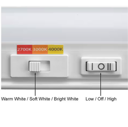 Commercial Electric Plug-In 24 inch Linkable LED Undercabinet Light Task Under Counter Kitchen Lighting 3 Color Temperature Options
