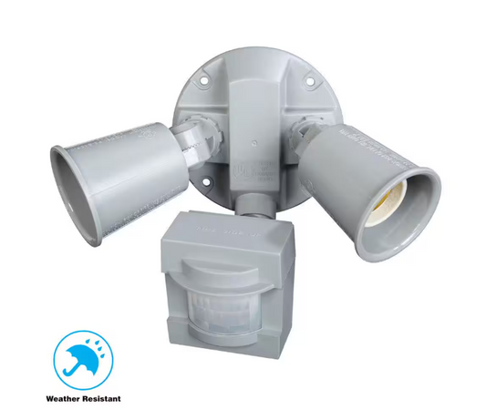 Defiant 110 Degree Motion Sensor Grey Two-Light Outdoor Flood Light