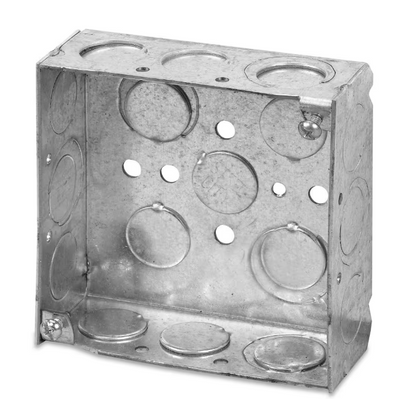 (Box of 50) Steel City 4 in. Square Metal Box 1/2 in. and 3/4 in. Knockouts