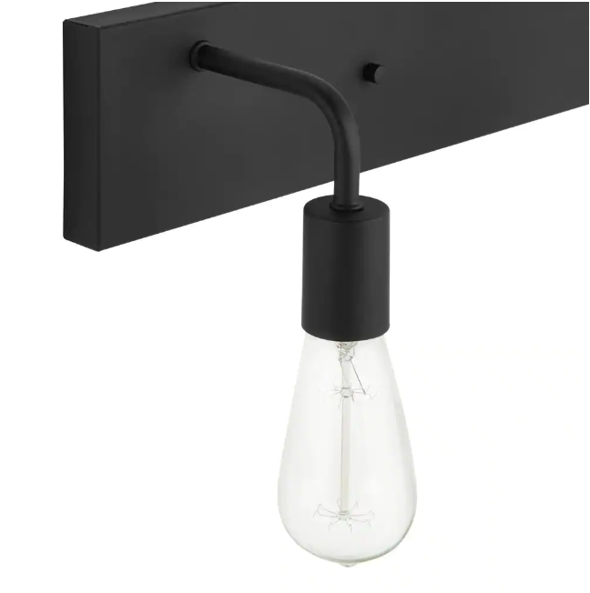 Hampton Bay Northvale 24 in. 3-Light Matte Black Industrial Bathroom Vanity Light