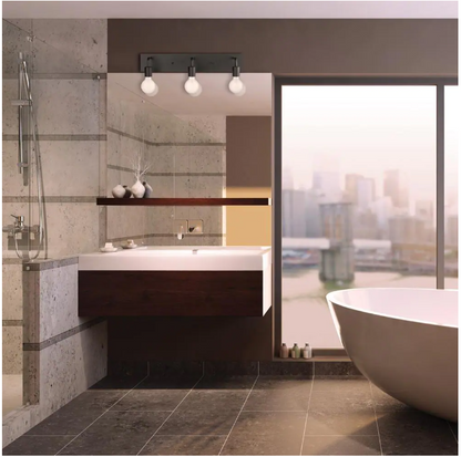 Hampton Bay Northvale 24 in. 3-Light Matte Black Industrial Bathroom Vanity Light