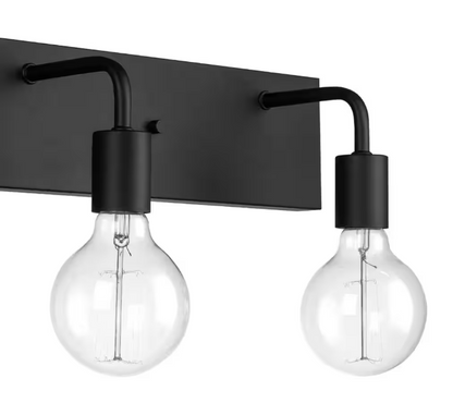 Hampton Bay Northvale 24 in. 3-Light Matte Black Industrial Bathroom Vanity Light