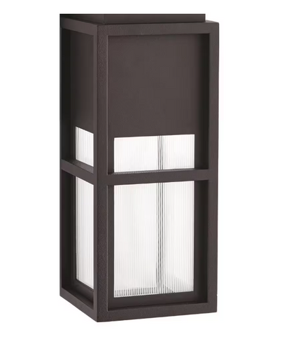 Home Decorators Collection Melrose 10.25 in. 1-Light Sand Black LED Outdoor Wall Mount Lantern