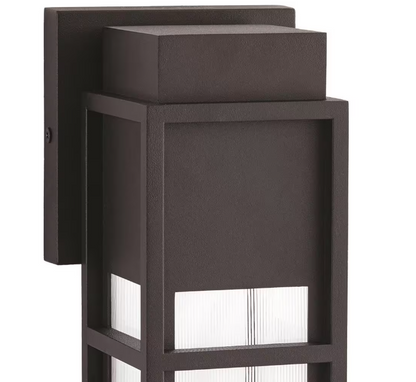 Home Decorators Collection Melrose 10.25 in. 1-Light Sand Black LED Outdoor Wall Mount Lantern