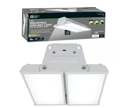 Commercial Electric 15 in. 19000 Lumens 138-Watts Adjustable Beam Multiple CCT & Lumens Integrated LED High Bay Light 120-277V Dimmable
