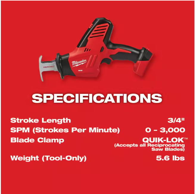 Milwaukee M18 18V Lithium-Ion Cordless HACKZALL Reciprocating Saw (Tool-Only)
