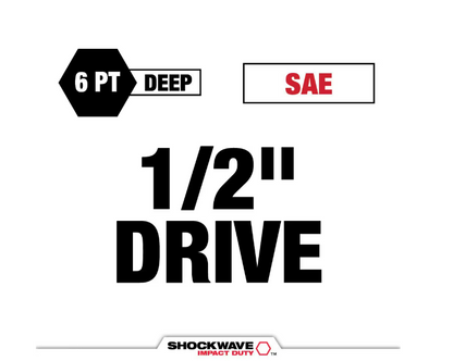 Milwaukee SHOCKWAVE 1/2 in. Drive SAE 6 Point Impact Socket Set (19-Piece)
