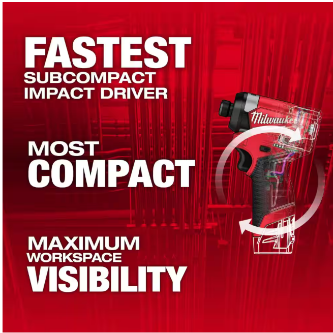 Milwaukee M12 FUEL 12-Volt Lithium-Ion Brushless Cordless 1/4 in. Hex Impact Driver Compact Kit W 2.0Ah Battery and Bag