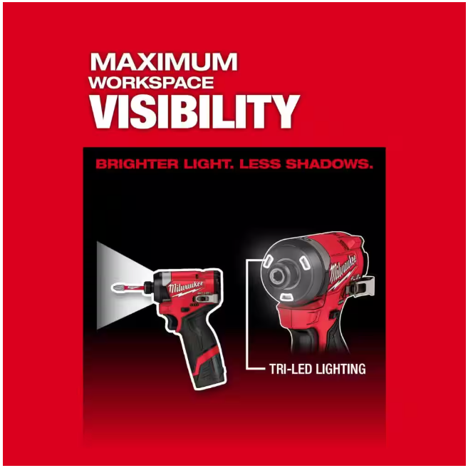 Milwaukee M12 FUEL 12-Volt Lithium-Ion Brushless Cordless 1/4 in. Hex Impact Driver Compact Kit W 2.0Ah Battery and Bag