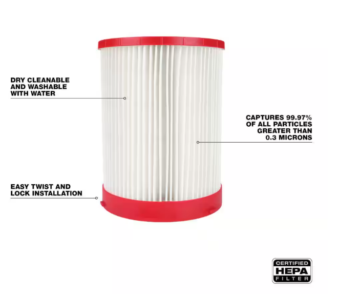 Milwaukee Large Wet/Dry Shop Vacuum HEPA Filter (1-Pack)