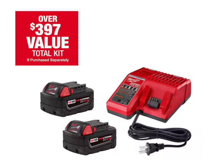 Milwaukee M18 18-Volt Lithium-Ion XC Starter Kit with Two 5.0Ah Batteries and Charger