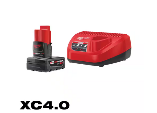 Milwaukee M12 12-Volt Lithium-Ion XC Battery Pack 4.0 Ah and Charger Starter Kit