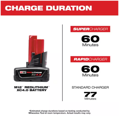 Milwaukee M12 12-Volt Lithium-Ion XC Battery Pack 4.0 Ah and Charger Starter Kit