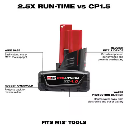 Milwaukee M12 12-Volt Lithium-Ion XC Battery Pack 4.0 Ah and Charger Starter Kit
