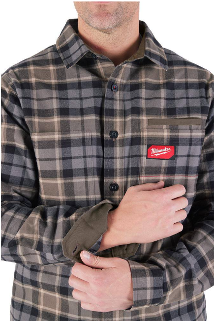 Milwaukee Men's Large Gray GRIDIRON Flannel Shirt
