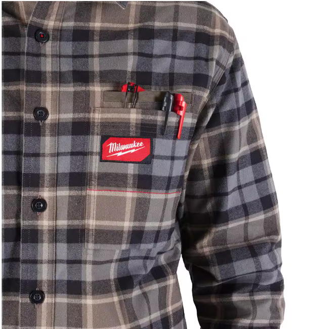 Milwaukee Men's Large Gray GRIDIRON Flannel Shirt