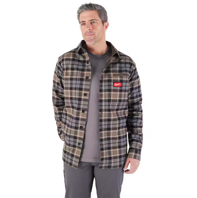 Milwaukee Men's Large Gray GRIDIRON Flannel Shirt