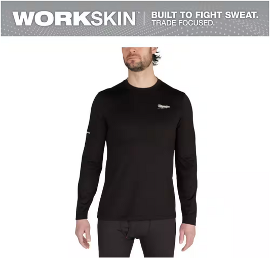 Milwaukee Men's Large Black Workskin Thermal Underwear Crew Neck Base Layer
