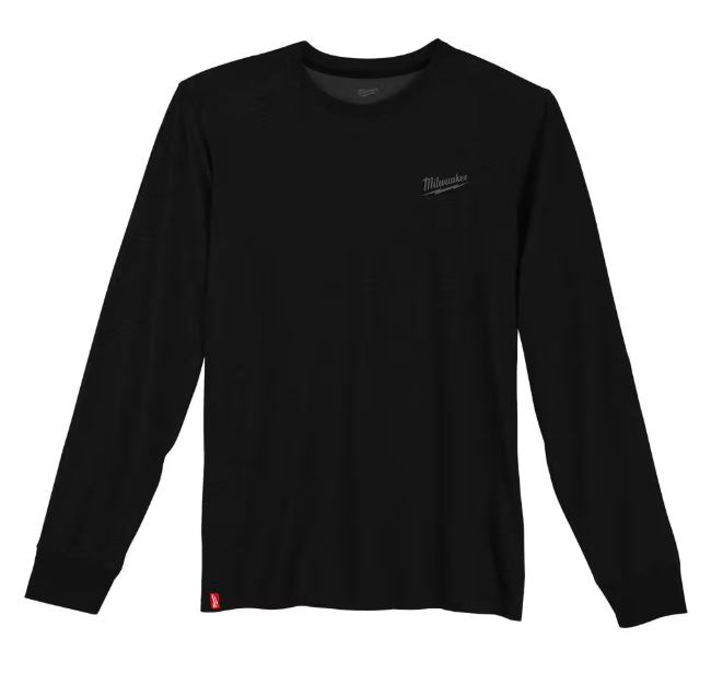 Milwaukee Men's 2X-Large Black Cotton/Polyester Long-Sleeve Hybrid Work T-Shirt