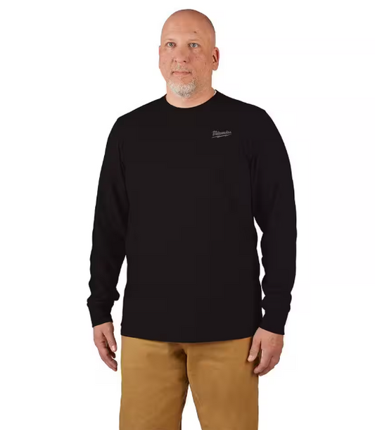 Milwaukee Men's 2X-Large Black Cotton/Polyester Long-Sleeve Hybrid Work T-Shirt