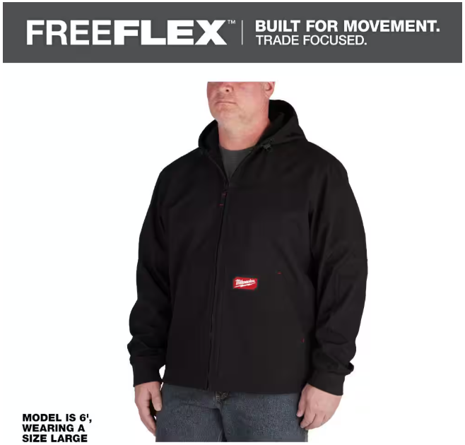 Milwaukee Men's Large Black FREEFLEX Softshell Hooded Jacket