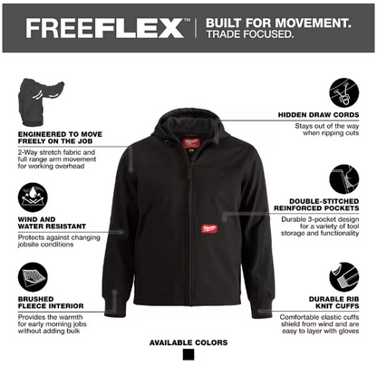 Milwaukee Men's Large Black FREEFLEX Softshell Hooded Jacket
