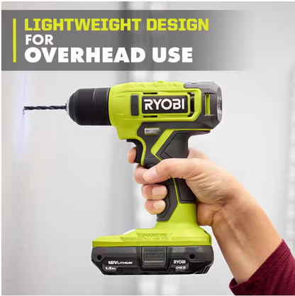 RYOBI ONE+ 18V Cordless 3/8 in. Drill/Driver Kit with 1.5 Ah Battery and Charger