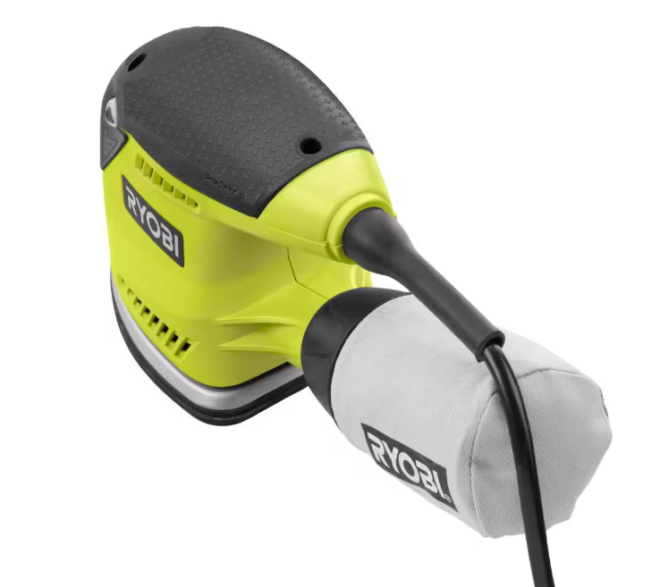 RYOBI 1.2 Amp Corded 5.5 in. Corner Cat Sander with Dust Bag, Sample Sandpaper & Storage Case