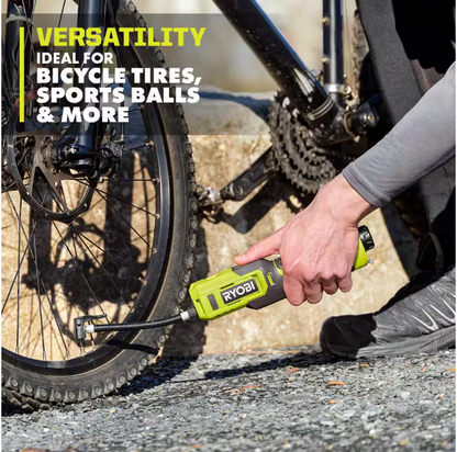 RYOBI USB Lithium Cordless High Pressure Portable Inflator Kit with 2.0 Ah USB Lithium Battery and Charging Cable