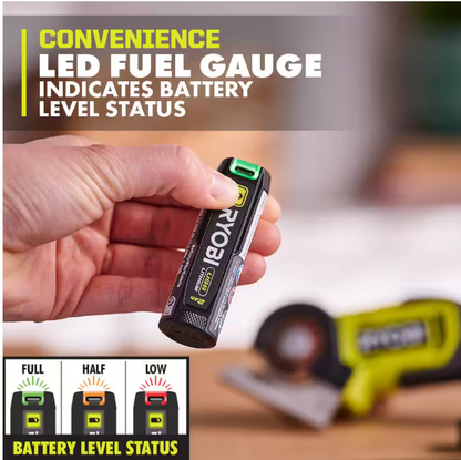 RYOBI USB Lithium Cordless High Pressure Portable Inflator Kit with 2.0 Ah USB Lithium Battery and Charging Cable