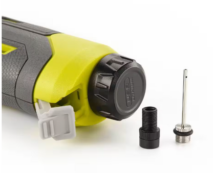 RYOBI USB Lithium Cordless High Pressure Portable Inflator Kit with 2.0 Ah USB Lithium Battery and Charging Cable