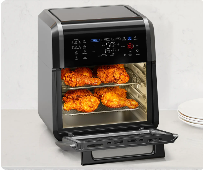 Chefman - ExacTemp 12 Quart 5-in-1 Air Fryer with Integrated Smart Thermometer, 28 Presets - Black