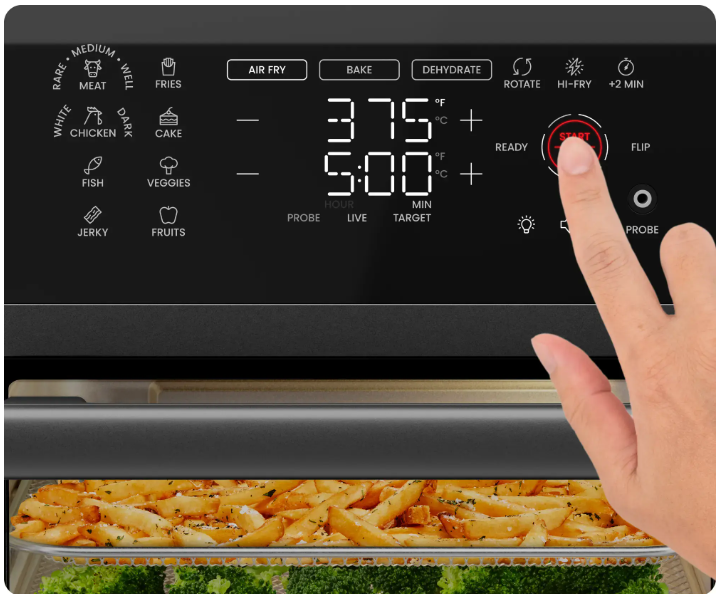 Chefman - ExacTemp 12 Quart 5-in-1 Air Fryer with Integrated Smart Thermometer, 28 Presets - Black