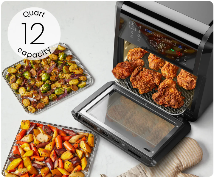Chefman - ExacTemp 12 Quart 5-in-1 Air Fryer with Integrated Smart Thermometer, 28 Presets - Black