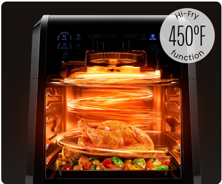 Chefman - ExacTemp 12 Quart 5-in-1 Air Fryer with Integrated Smart Thermometer, 28 Presets - Black