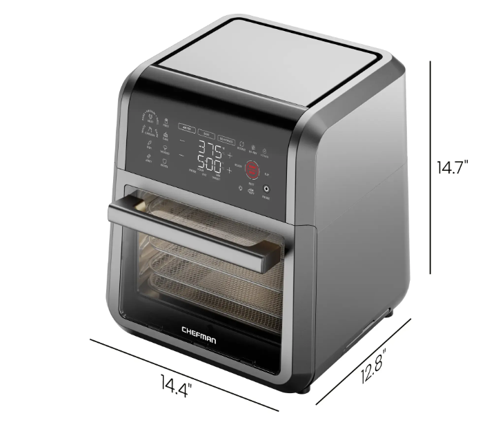 Chefman - ExacTemp 12 Quart 5-in-1 Air Fryer with Integrated Smart Thermometer, 28 Presets - Black