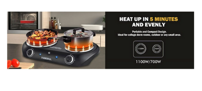 Farberware Royalty 1800 W Double Burner Black Electric Cooktop