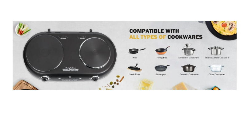 Farberware Royalty 1800 W Double Burner Black Electric Cooktop