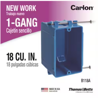 (Case of 50) Carlon 1-Gang 18 cu. in. Blue PVC New Work Electrical Switch and Outlet Box