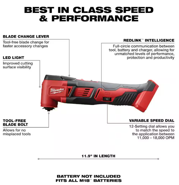 Milwaukee M18 18V Lithium-Ion Cordless Oscillating Multi-Tool (Tool-Only)