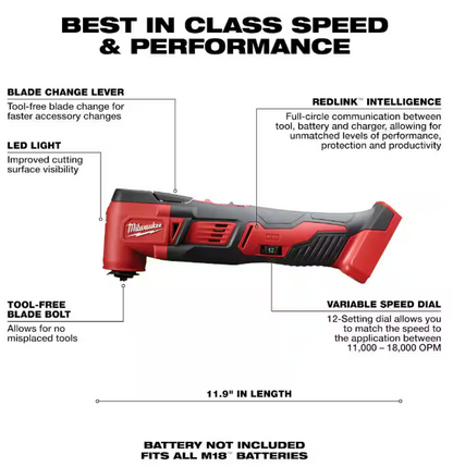 Milwaukee M18 18V Lithium-Ion Cordless Oscillating Multi-Tool (Tool-Only)