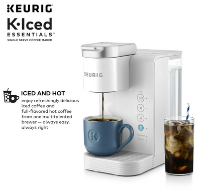 Keurig K-Iced Essentials Iced and Hot Single-Serve K-Cup Pod Coffee Maker, White