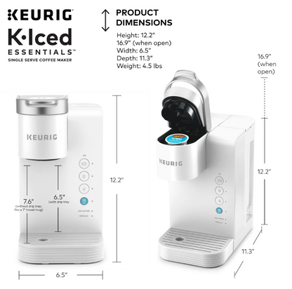 Keurig K-Iced Essentials Iced and Hot Single-Serve K-Cup Pod Coffee Maker, White