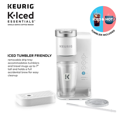 Keurig K-Iced Essentials Iced and Hot Single-Serve K-Cup Pod Coffee Maker, White