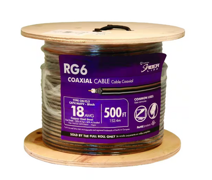 Southwire 500 ft. 18 RG6 Dual Shield CU CATV CM/CL2 Coaxial Cable in Black