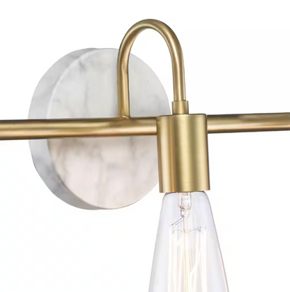 Hampton Bay Hensley 21 in. 3-Light Gold and Faux Marble Bathroom Vanity Light Fixture